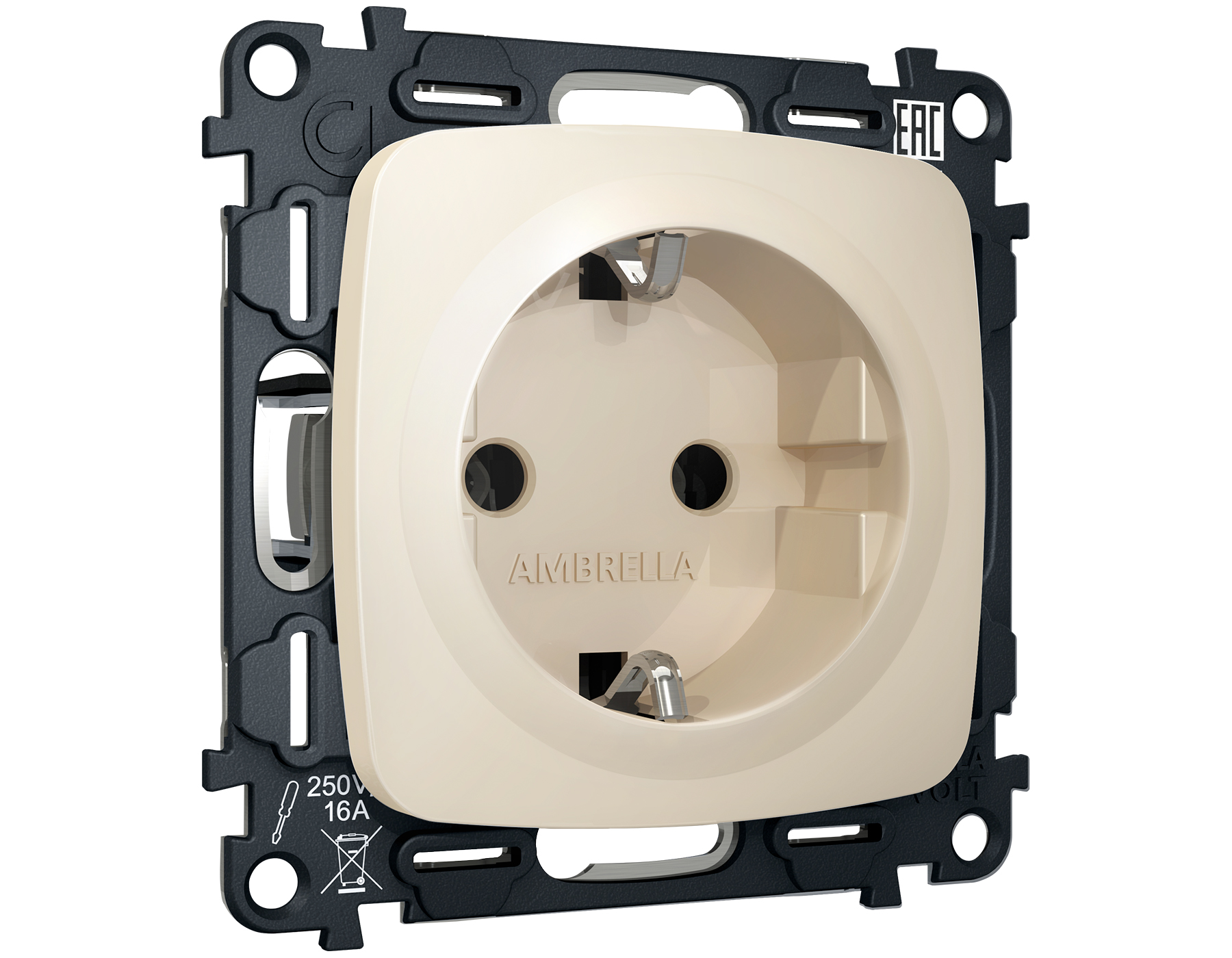 MO326010 Комплект механизма электр розетки OMEGA Бежевый матовый с/з винт/заж QUANT(OP3260,VM141)