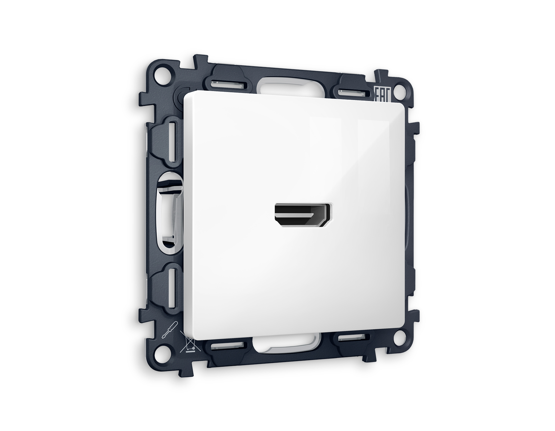 MA114010 Комплект механизма розетки HDMI 2.0 ALFA Белый глянец 40V/500mA 2.0GHz QUANT (AP1140.VM222)