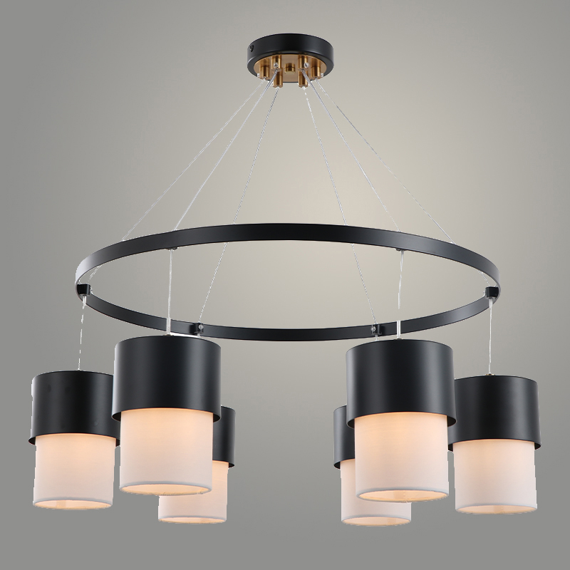 Люстра 15714/6 BK+ANB черный+бронза/белый абажур 6x40W E14 d650 h570, STR24