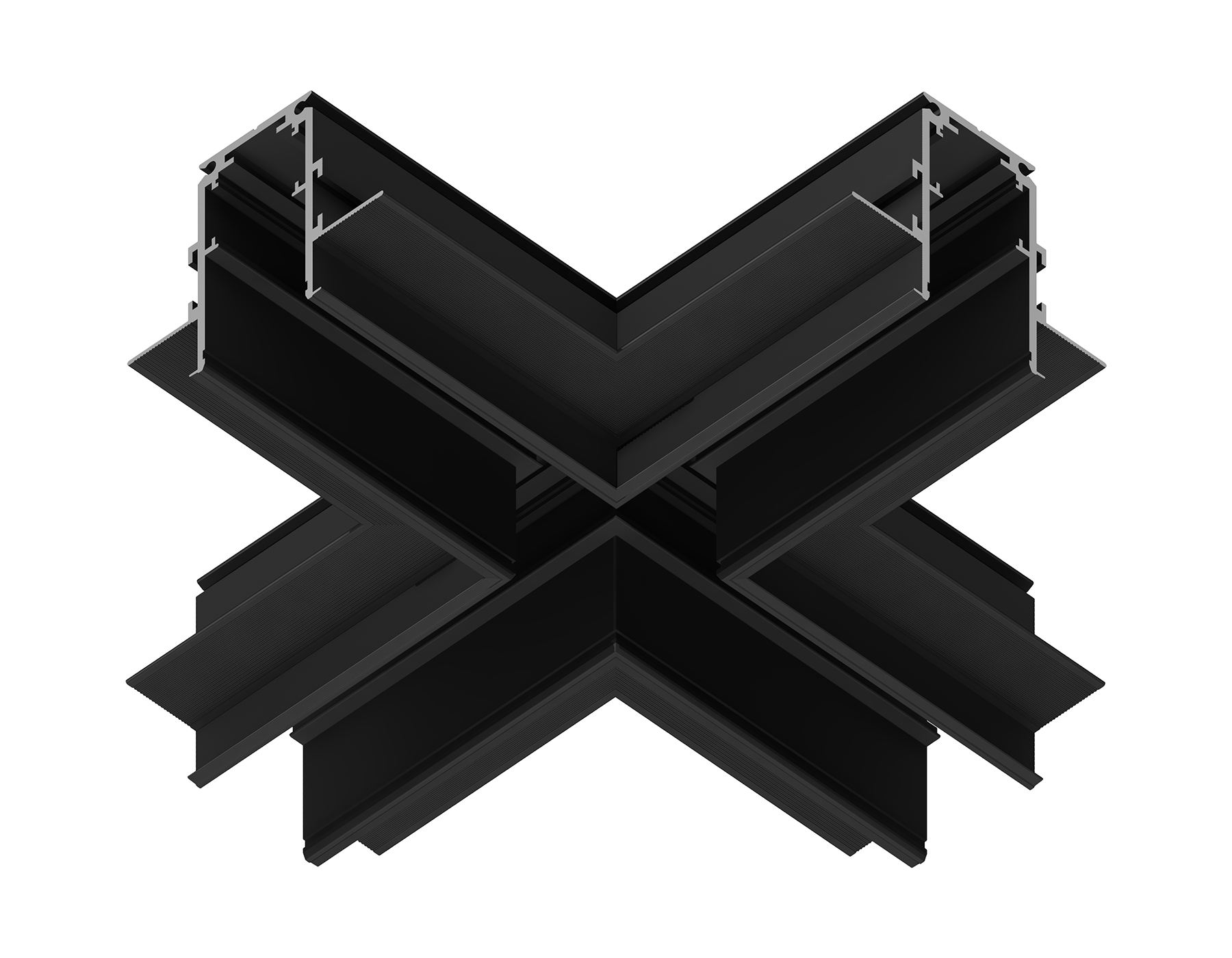 Коннектор х-образный для встраиваемого шинопровода Magnetic GL3358 BK черный 170*170*46,8 AMBRELLA