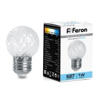 Лампа светодиодная FERON LB-377 1W 230V E27 6400K G45 строб прозрачный