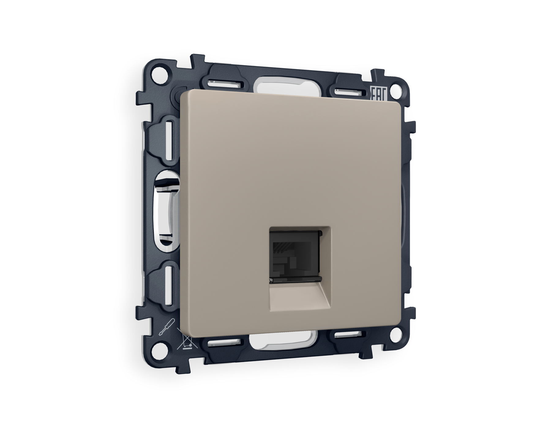 MA372010 Комплект механизма компьютер розетки ALFA Серо-беж матов RJ-45(8P8C) QUANT (AP3720,VM188)