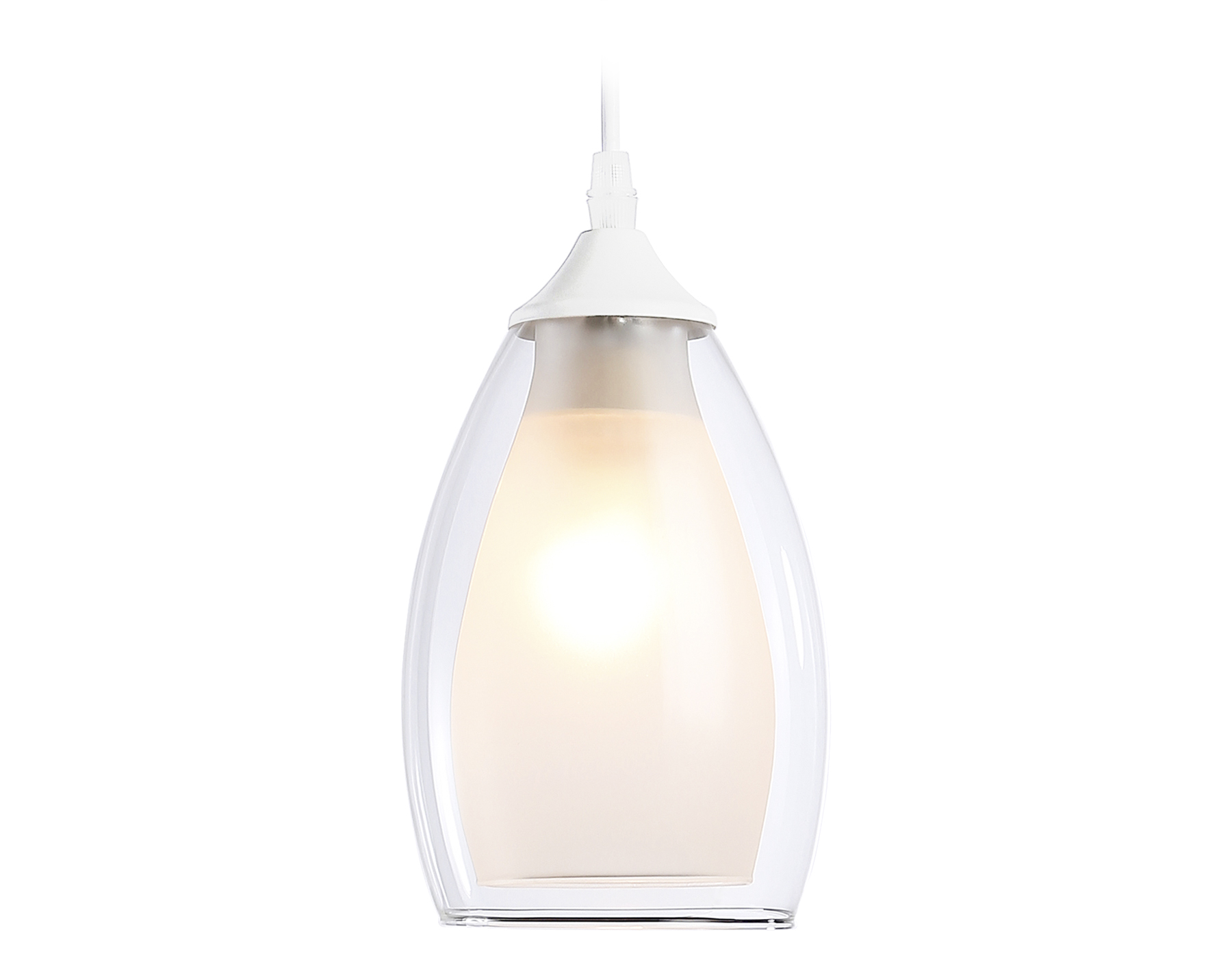 Светильник подвесной Ambrella TR3534 WH/CL/FR белый/прозрачный/белый матовый E27 max 40W D120*800
