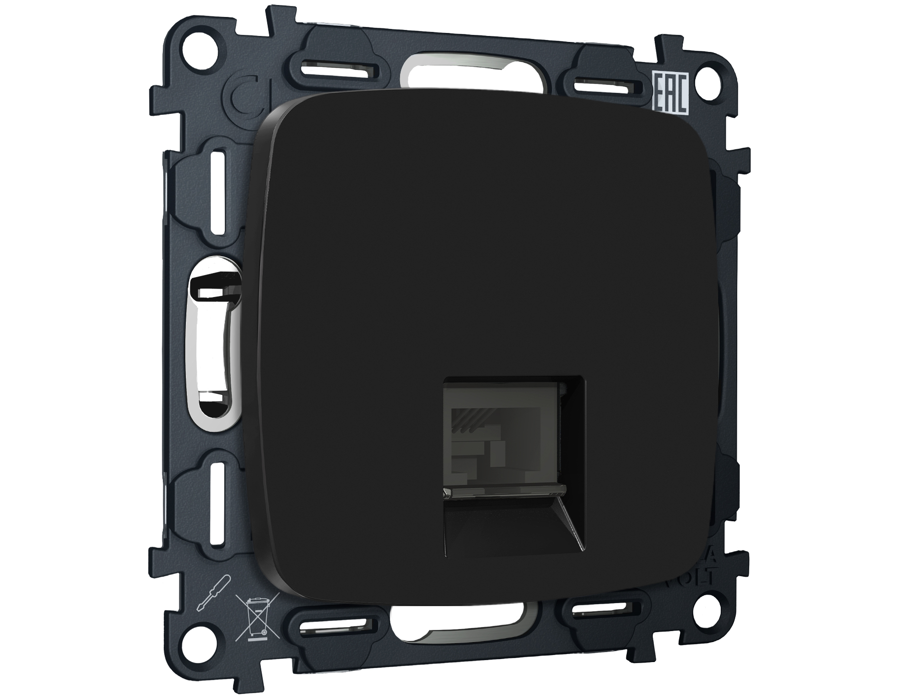 MO812005 Комплект механизма компьютерной розетки RJ-45 экранированной с автоматической защитной штор