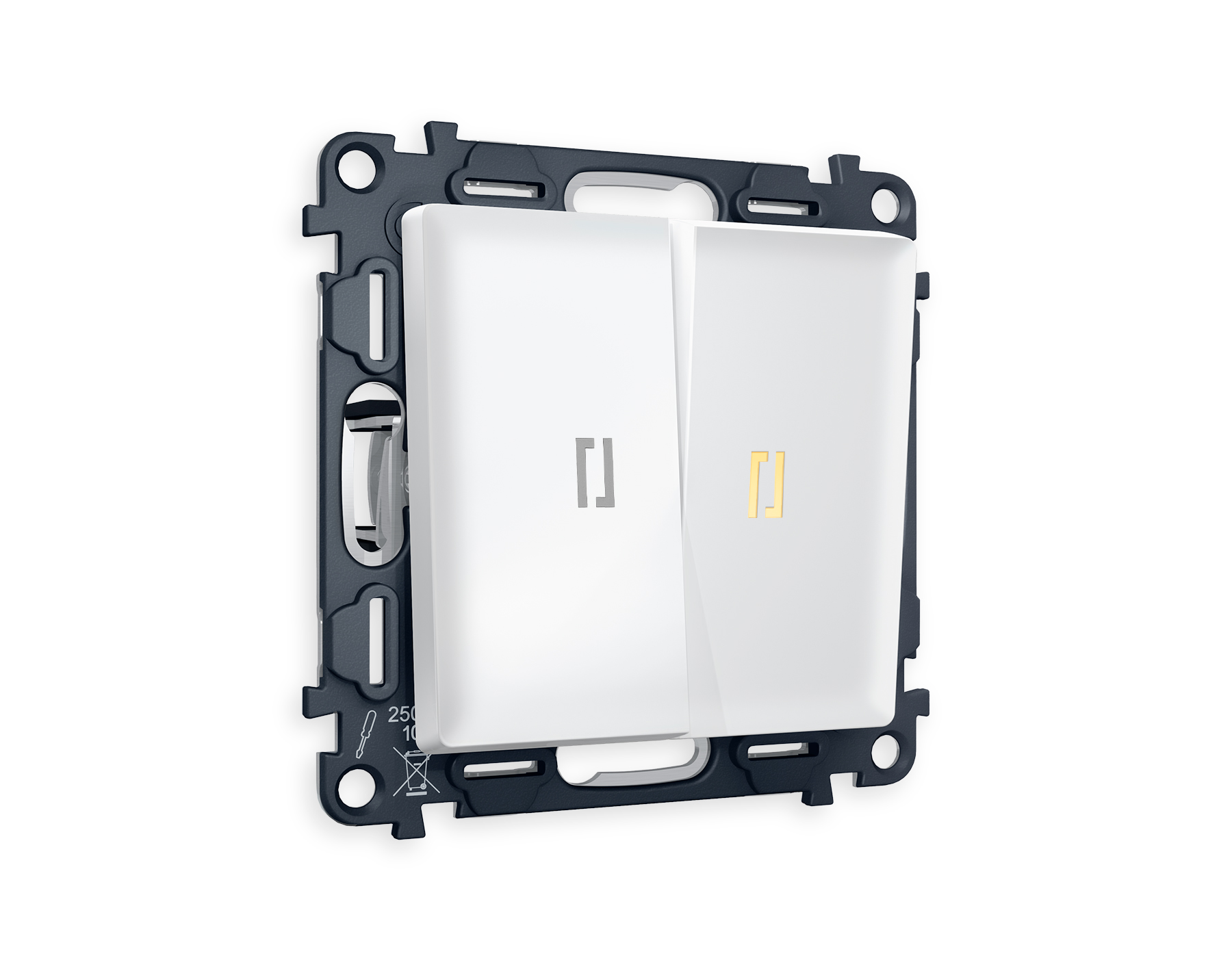 MA124010 Комплект механизма 2-кл выкл с подсветкой 3200K ALFA Белый матовы QUANT (AP1240,VM115,G11Y)