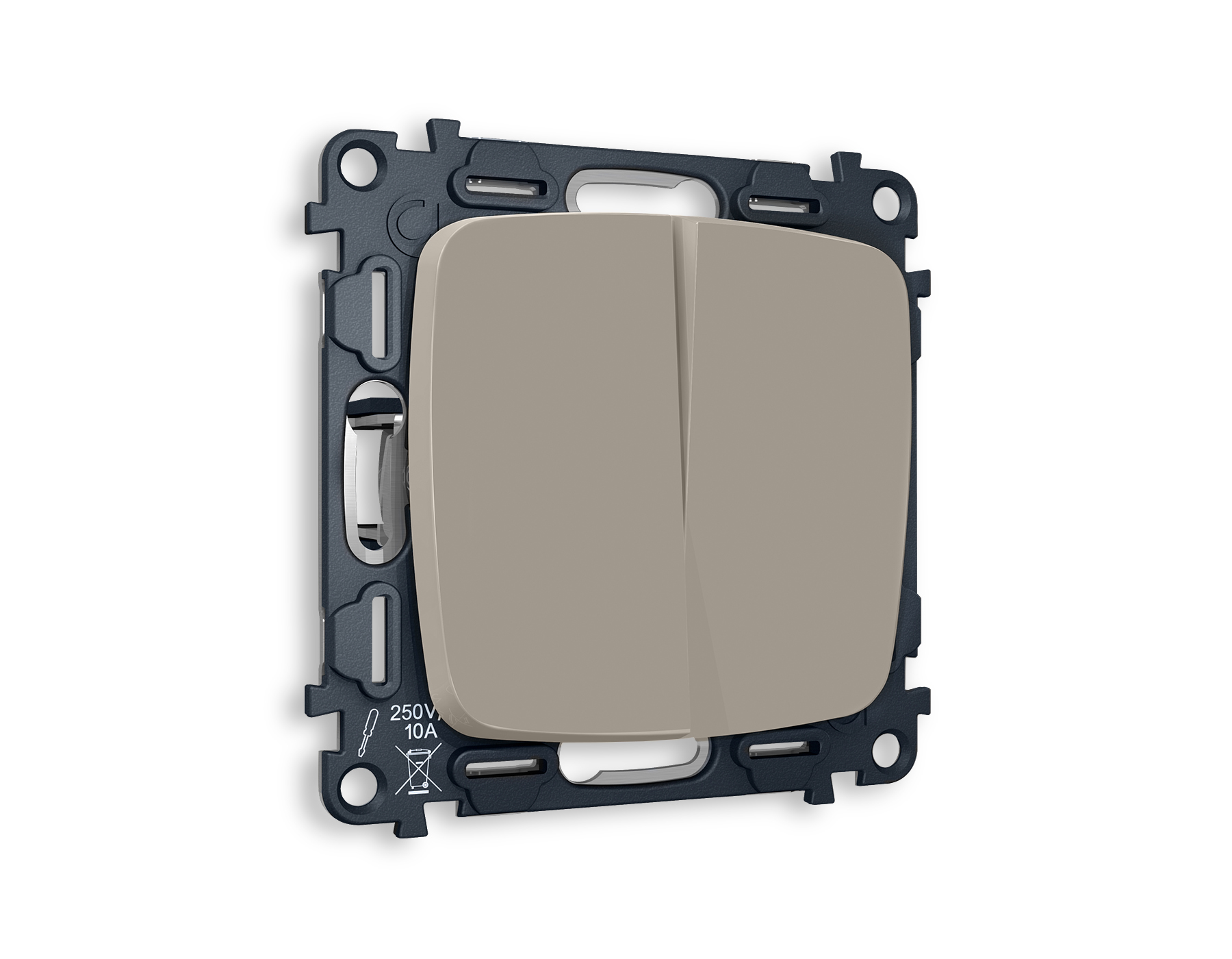 MO363020 Комплект механизма 2-кл прох.выкл OMEGA Серо-бежевый матовый QUANT (OP3630,VM120)