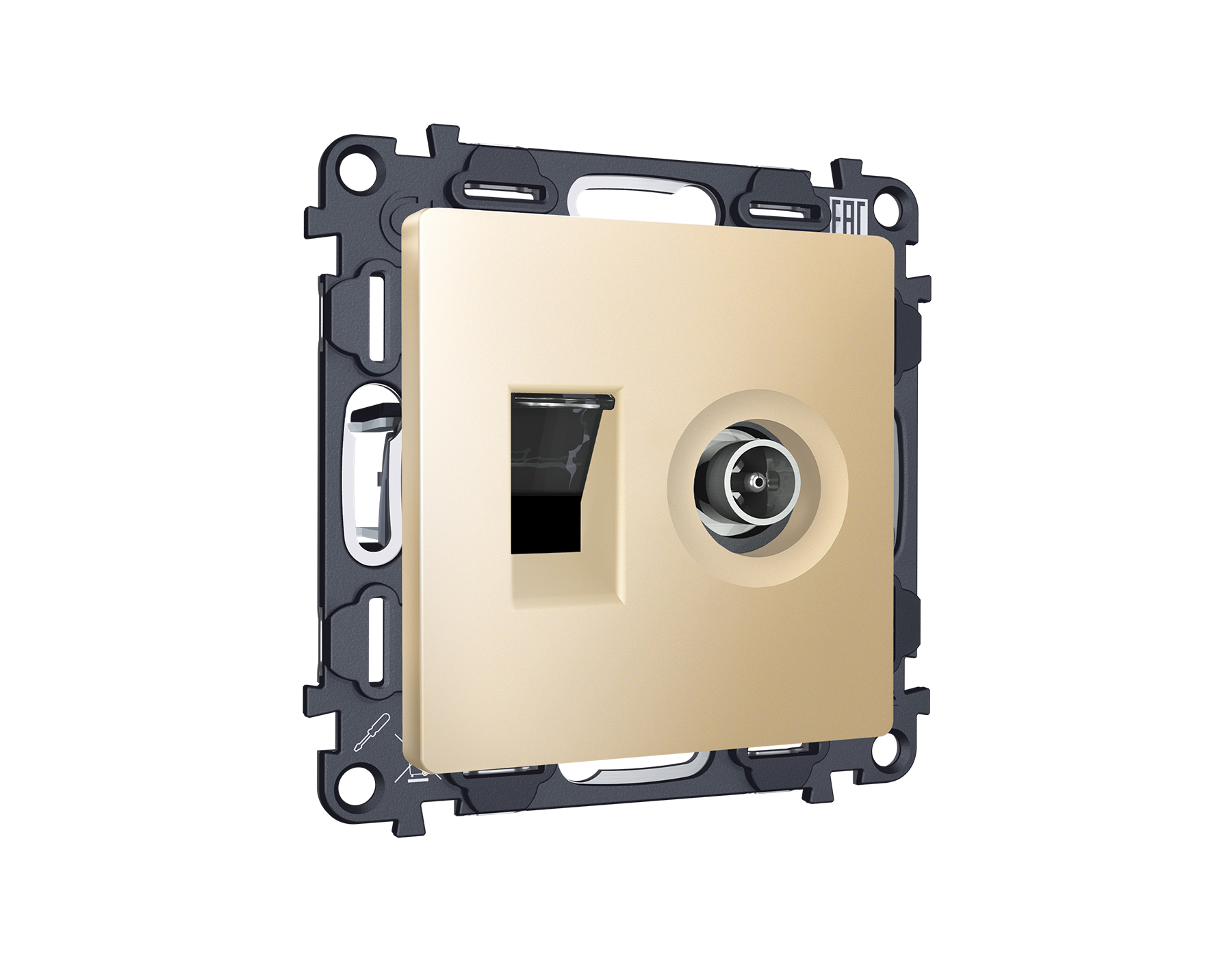 MA612510 Комплект механизма розетки компьютерной + TV оконечной RJ-45 с автоматической защитной штор