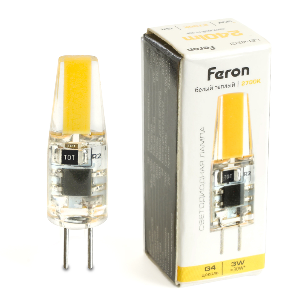 Лампа светодиодная, (3W) 230V G4 2700K JC, LB-423