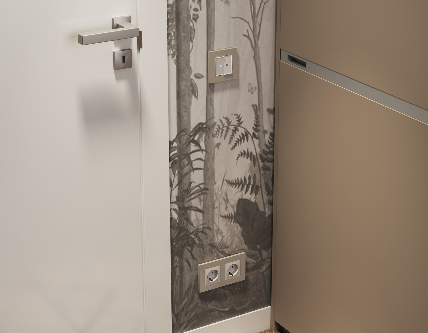 AF250364 Рамка ALFA Qubi (Серо-бежевый матовый) 4-ая