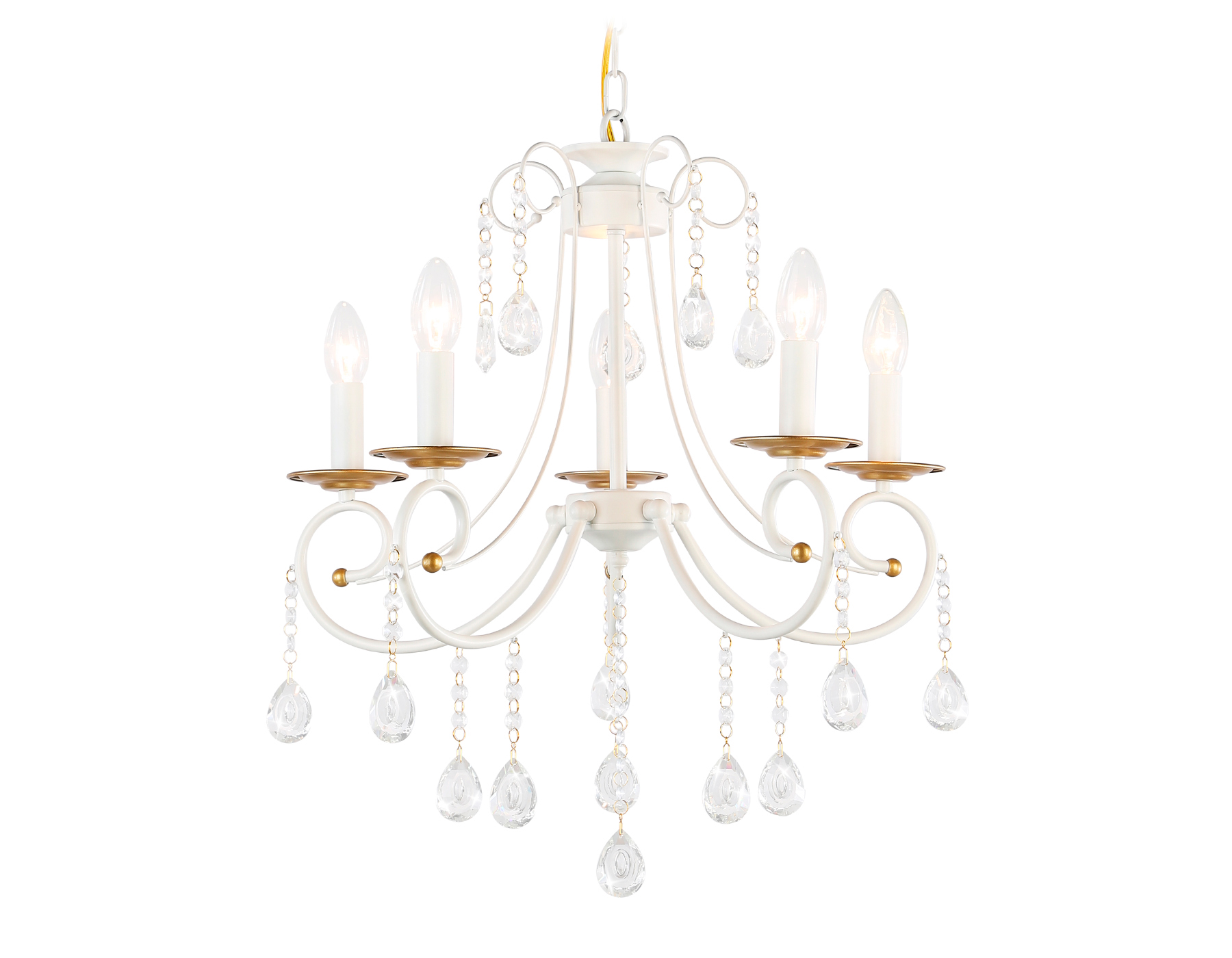 Светильник подвесной Ambrella TR4916/5 WH/GD белый/золото E14/5 max 40W D550*860