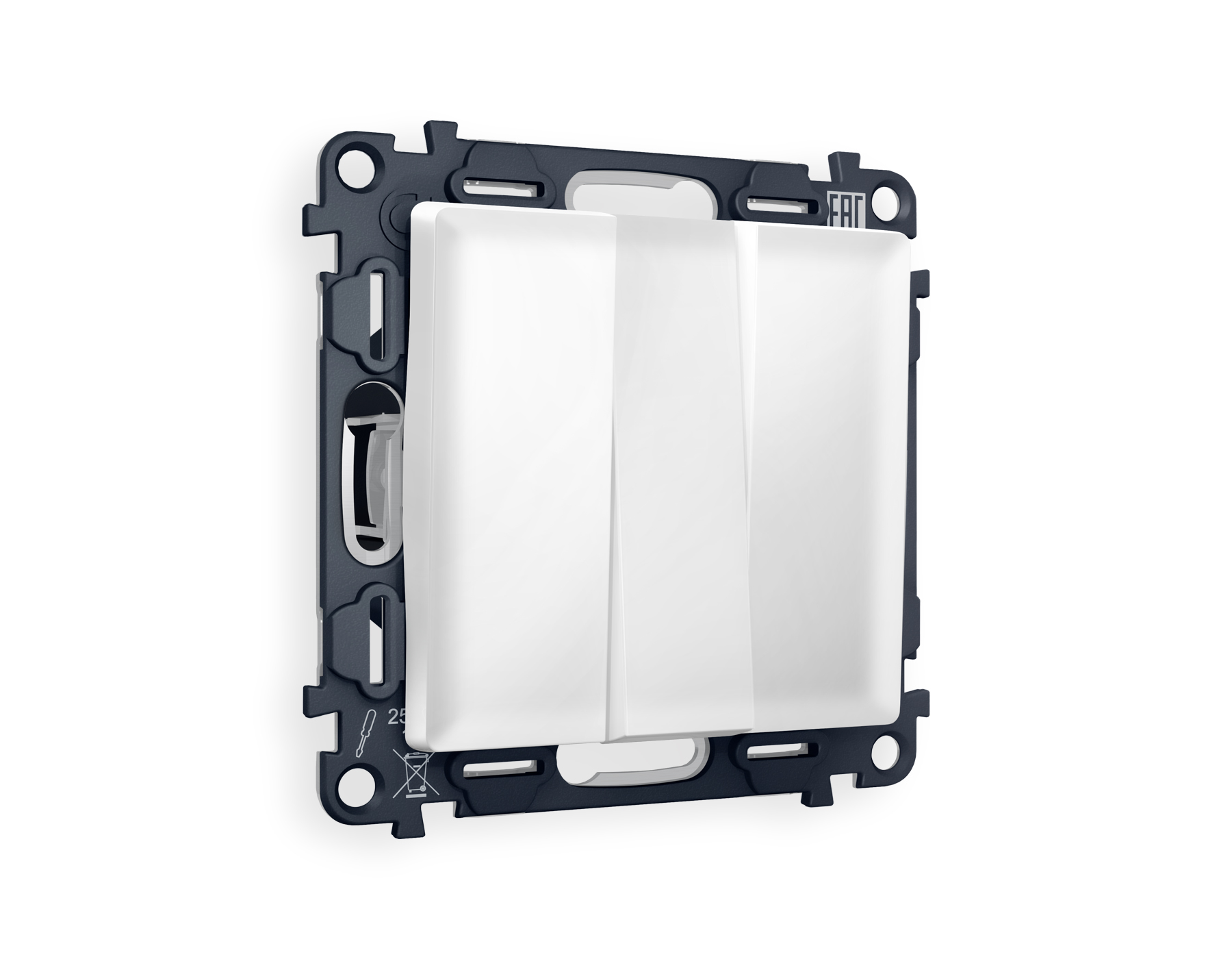 MA125010 Комплект механизма 3-кл выключателя ALFA Белый матовый QUANT (AP1250, VM133)