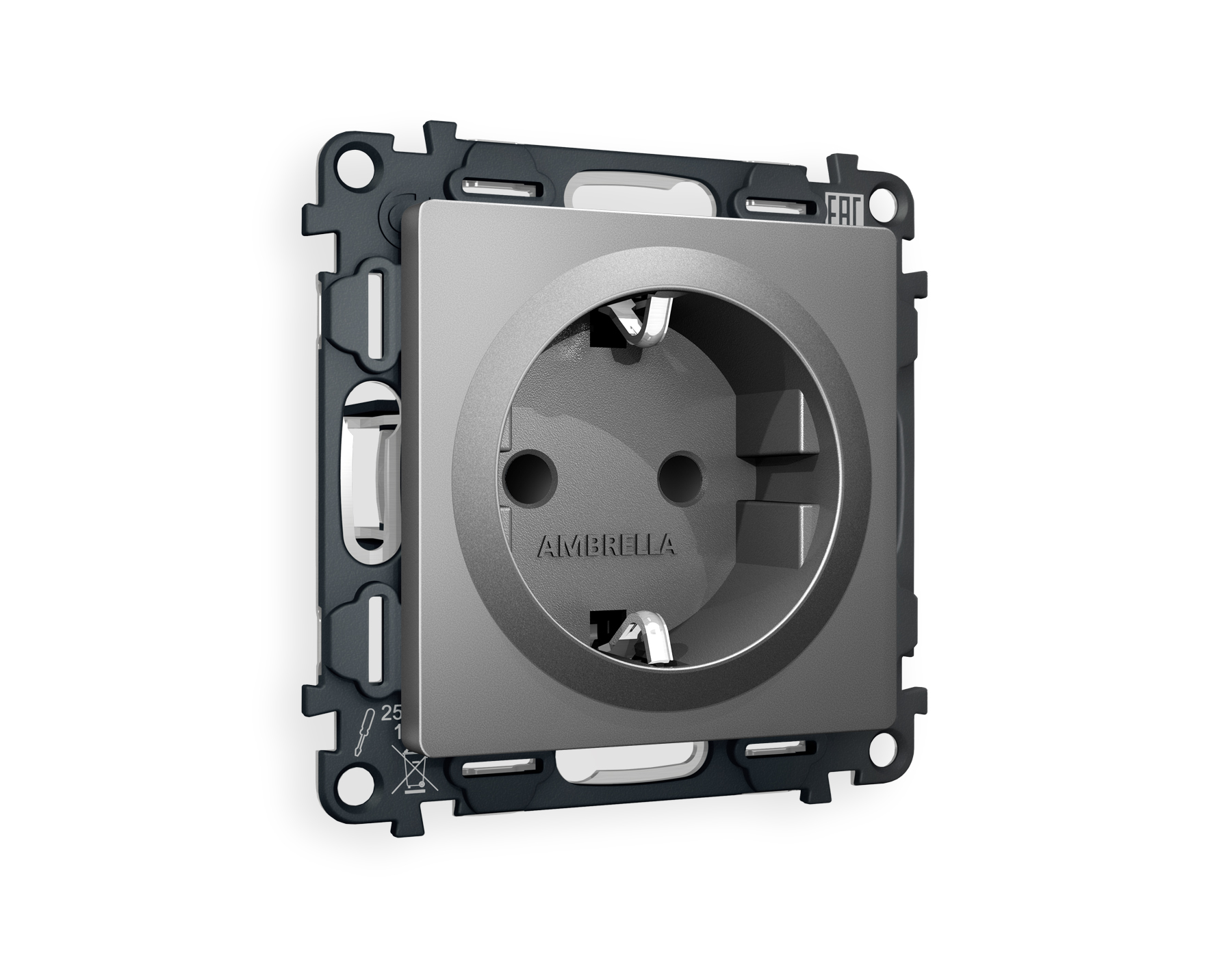 MA657010 Комплект механизма электр розетки ALFA Антрацит серый с/з с шторками QUANT (AP6570,VM141)