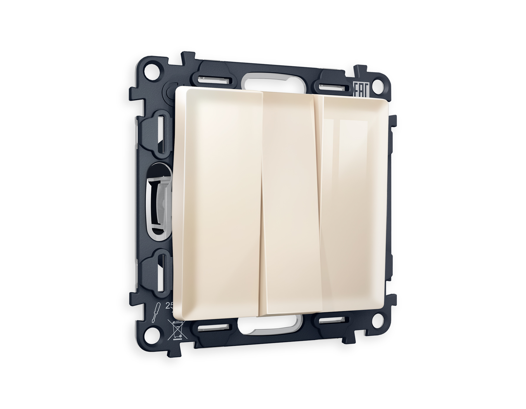 MA305010 Комплект механизма 3-кл выключателя ALFA Бежевый глянец QUANT (AP3050, VM133)