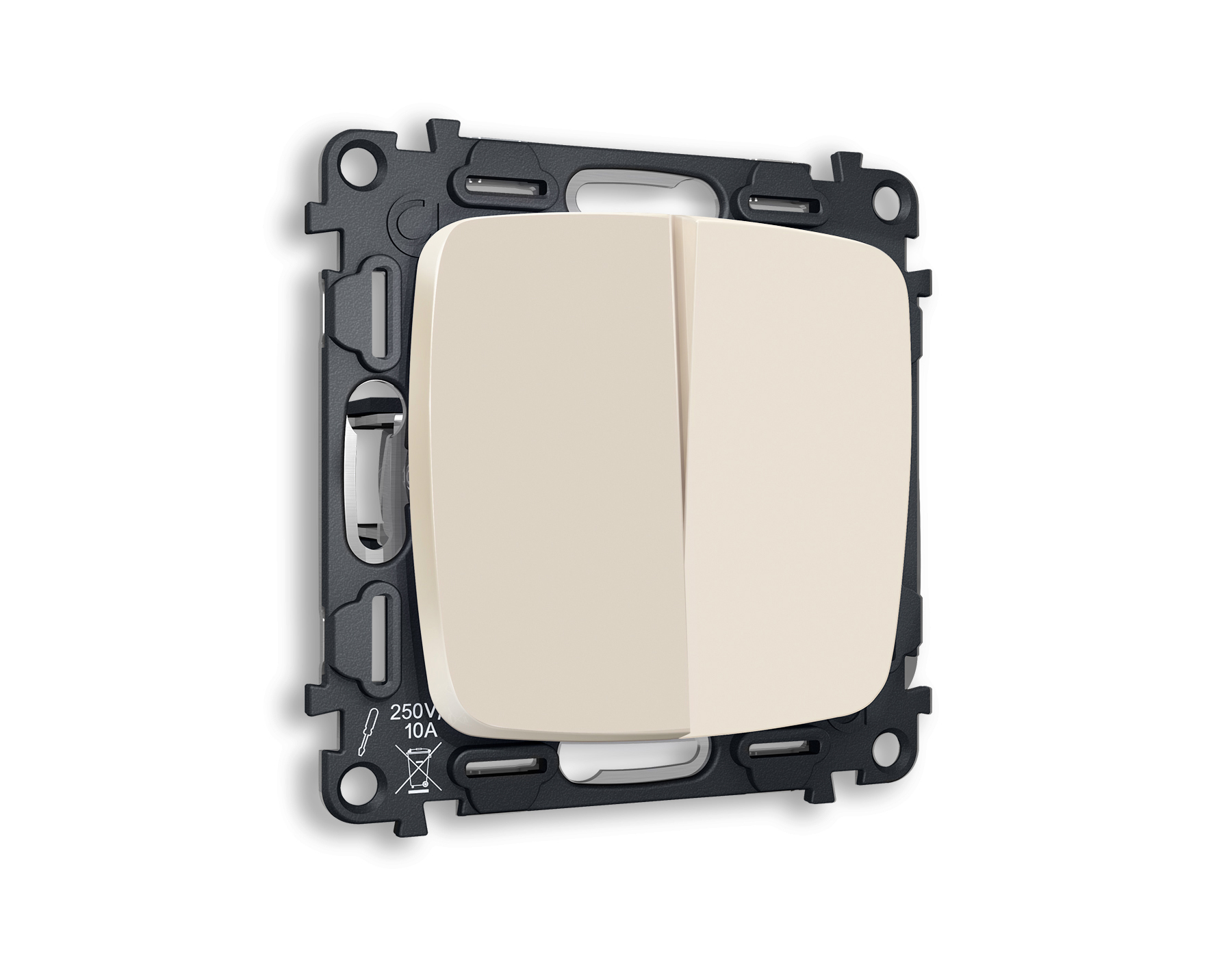 MO323020 Комплект механизма 2-кл проходного выключателя OMEGA Бежевый матовый QUANT (OP3230, VM120)