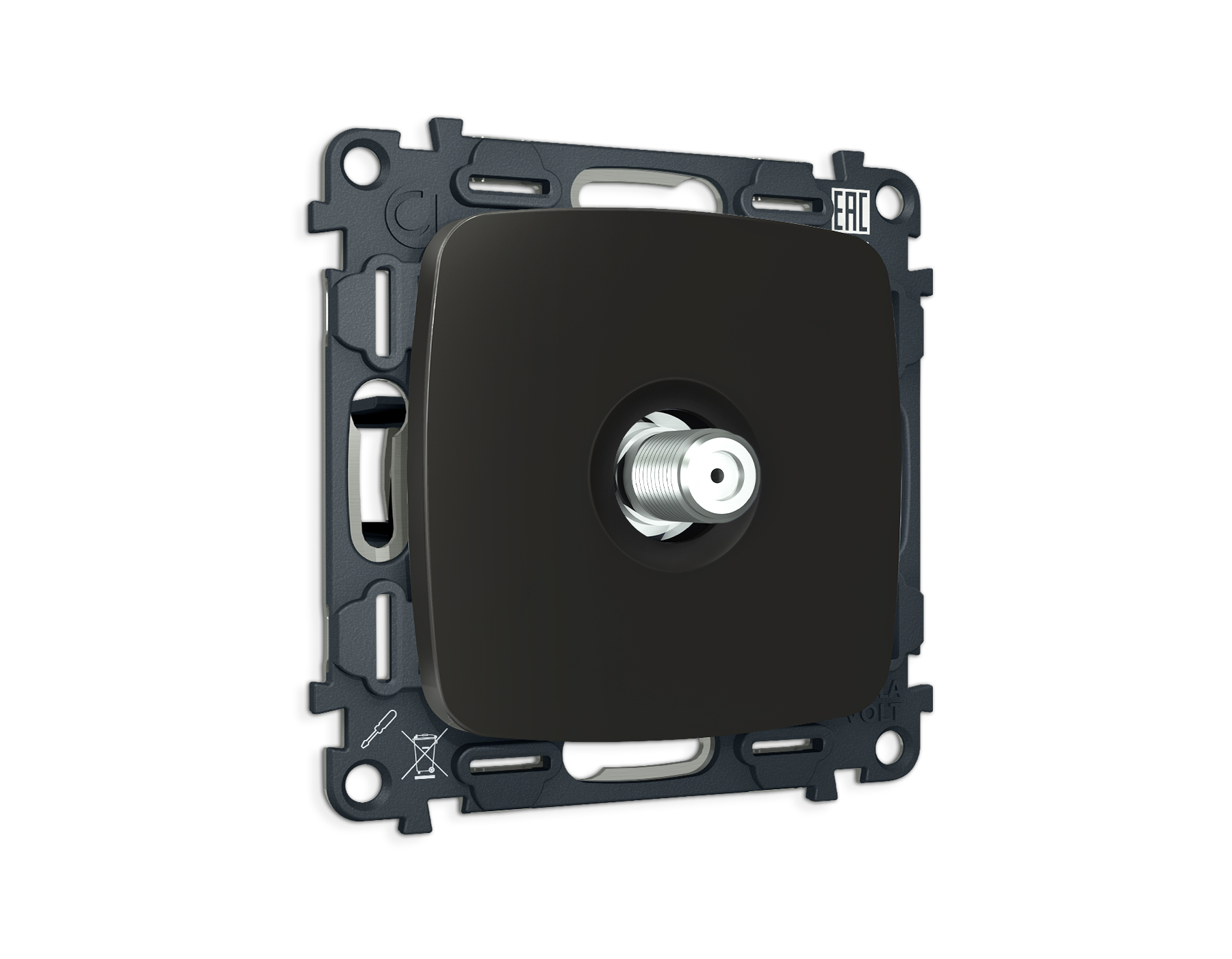 MO813050 Комплект механизма TV розетки SAT 5-2400MHz 3.5dB OMEGA Черный матовый QUANT (OP8130, VM215