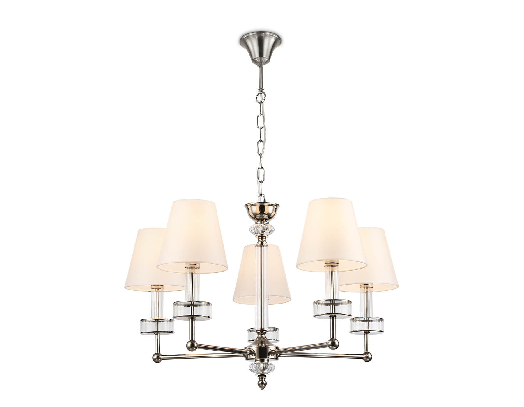 Светильник подвесной LH71001/5 BN/WH никель/белый E14*5 max 40W D670*1130