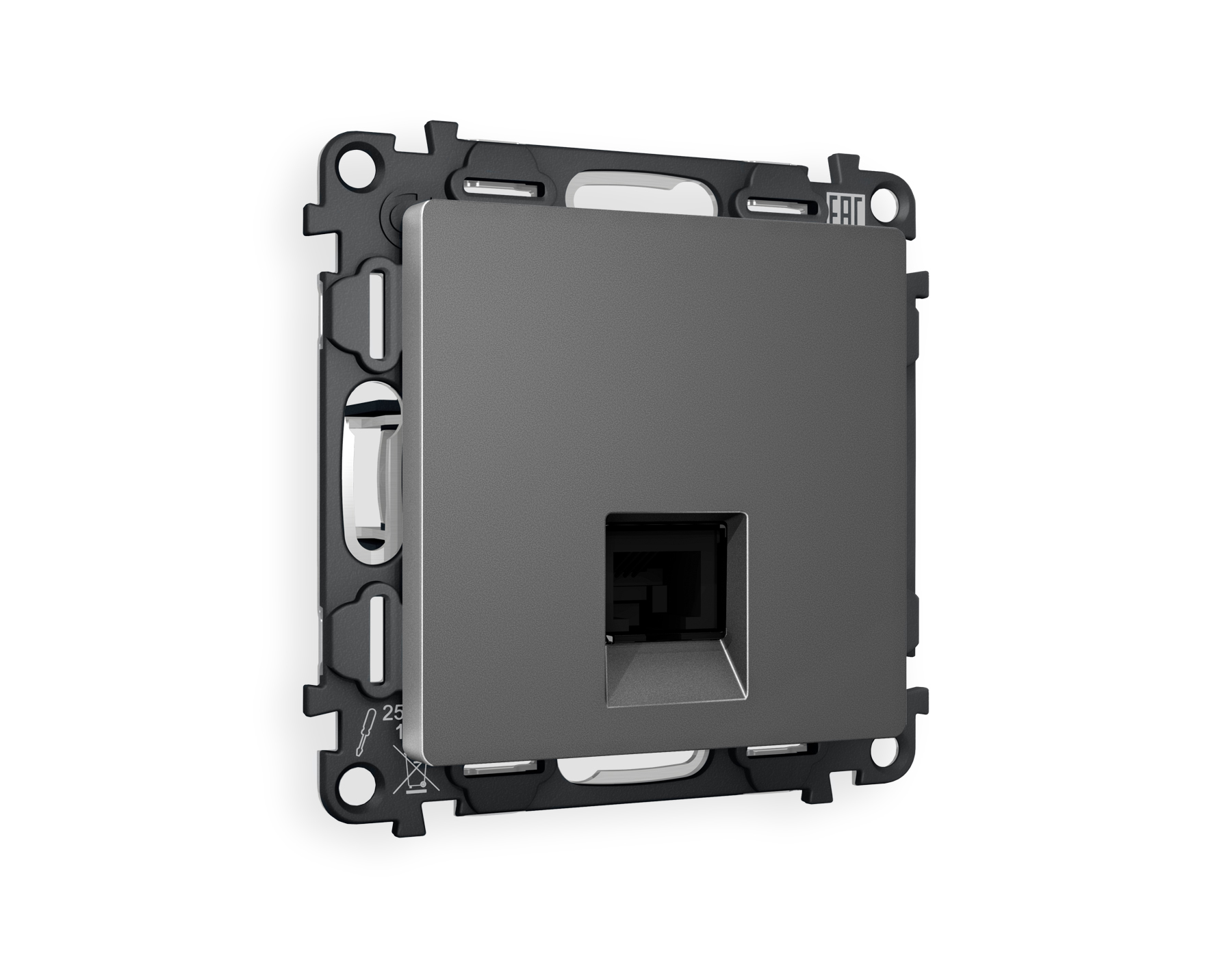 MA662030 Комплект механизма телеф розетки ALFA Антрацит серый RJ-11(4P4C) шт QUANT(AP6AP6620,VM190)