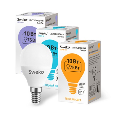 Светодиодная лампа Sweko 42 серия 42LED-G45-10W-230-4000K-E14
