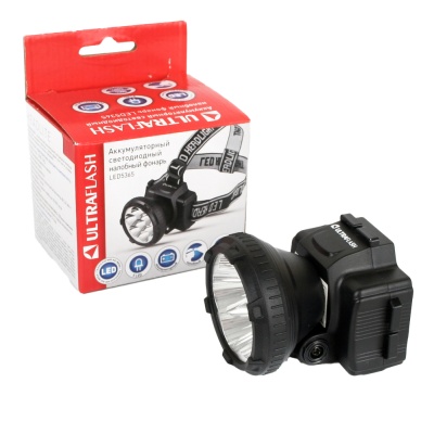 Фонарь ULTRAFLASH LED5365 налобный аккум., черный 5LED 2режима, пластик (1/90)
