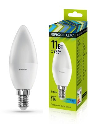 Лампа Ergolux LED-C35-11W-E14-4K Свеча 172-265V