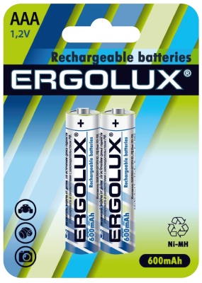 Аккумулятор Ergolux AAA-600mAh Ni-Mh BL-2, 1.2В (2/24/480)