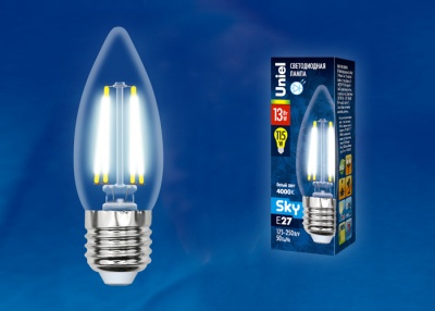 Лампа светодиодная UNIEL LED-C35-13W/4000K/E27/CL PLS02WH картон