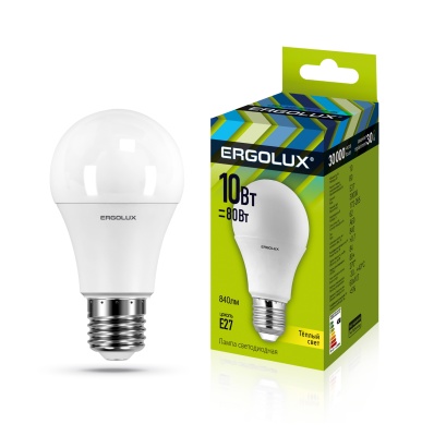 Лампа Ergolux LED-A60-10W-E27-3K ЛОН 172-265V
