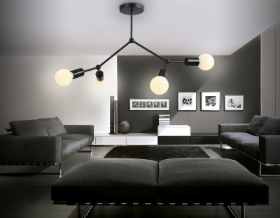 Потолочный светильник в стиле лофт Ambrella TR8033/4 BK черный E27*4 max 40W D670*440