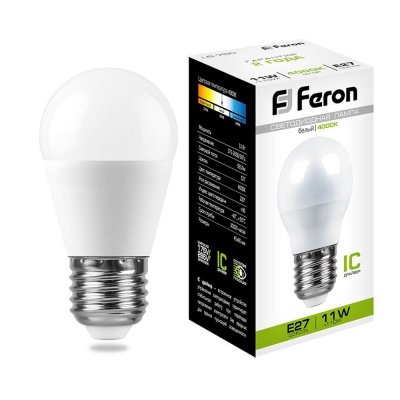 Лампа светодиодная FERON LB-750 11W 230V E27 4000K G45