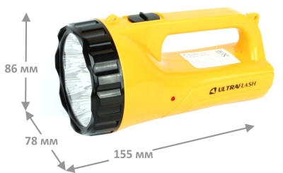 Фонарь ULTRAFLASH LED3816SM аккум. 220В желтый 9LED, 2 режима, SLA,пластик,коробка