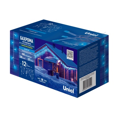 Бахрома светодиодная UNIEL ULD-B12006-195/TTK BLUE IP44 12м, 195 светод, синий, мерц, соедин