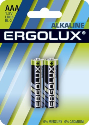 Батарейка Ergolux LR03 Alkalin BL-2, 1.5В (2/20/480)