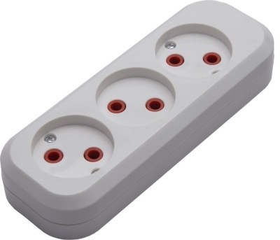 Колодка переносная разборная на 3 гнезда б/з, 250В, 10A, IP20, PST10-300-20, белая