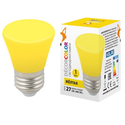 Лампа светодиодная Volpe LED-D45-1W/YELLOW/E27/FR/С BELL Колокольчик. матовая Желтый