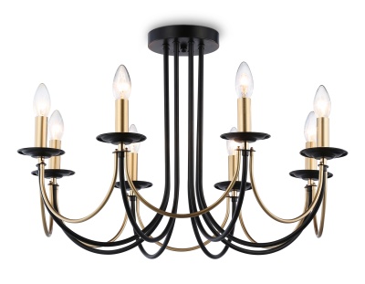Люстра подвесная Ambrella TR9622/8 BK/CGD черный/золото E14/8 max 40W D700*450