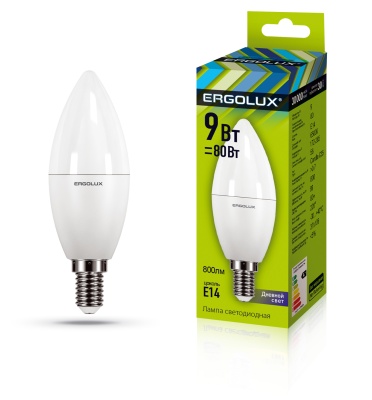Лампа Ergolux LED-C35-9W-E14-6K Свеча 172-265V