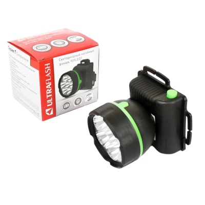 Фонарь ULTRAFLASH 909LED7 налобный, черный 7LED 1режим, 3xR6, пластик 