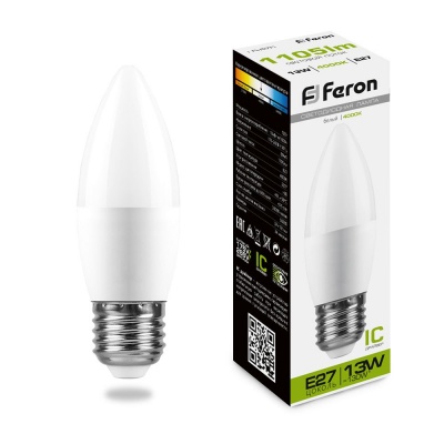 Лампа светодиодная FERON LB-970 13W 230V E27 4000K С37 свеча
