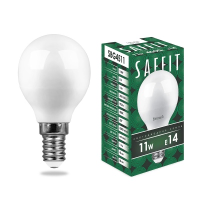 Лампа светодиодная SAFFIT 11W 4000K 230V E14 G45, SBG4511 ()
