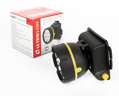 Фонарь ULTRAFLASH 909LED5 налобный, черный 5LED 1режим, 3xR6, пластик (1/100)