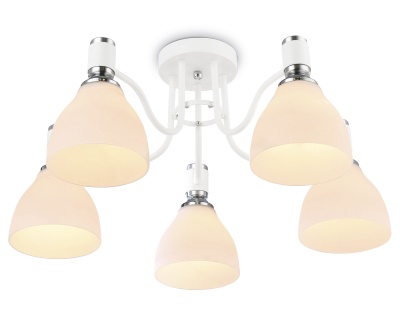 Светильник потолочный TR303305/5 WH/CH/FR белый/хром/белый матовый E27*5 max 60W D600*270