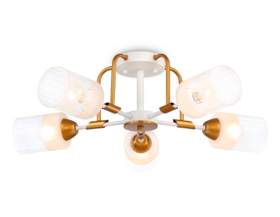 Светильник подвесной TR303323/5 WH/GD/CL/FR белый/золото/прозрачный/белый матовый E27*5 max 60W