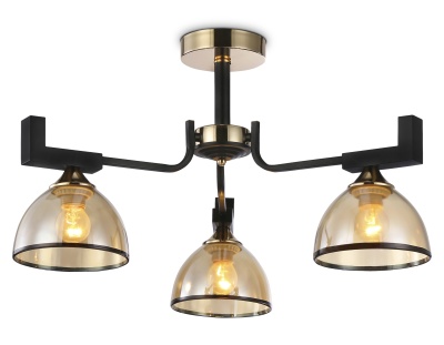 Люстра подвесная Ambrella TR9098/3 BK/GD/TI черный/золото/янтарь E27*3 max 40W D600*316