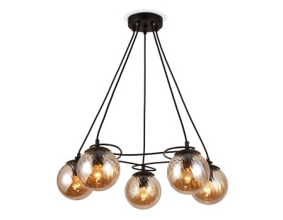 Люстра подвесная Ambrella TR9022/5 BK/TI черный/янтарь E14 max 40W D560*800