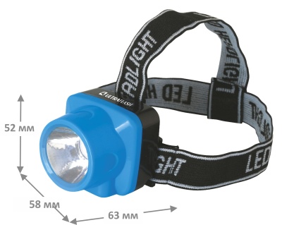 Фонарь ULTRAFLASH LED5374 налобный аккум 220В, голубой, 0.4 Ватт  LED, 1 реж, пласт, бокс (1/10/120)