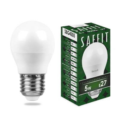 Лампа светодиодная SAFFIT 5W 4000K 230V E27 G45, SBG4505 (10/200)