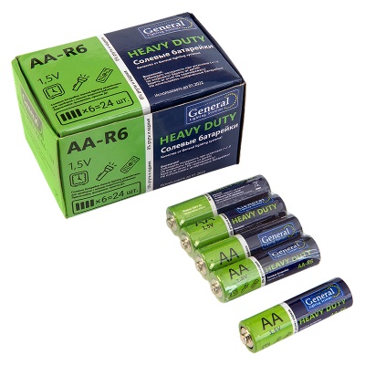 Батарейка  GBAT-R6  AA солевая (4/24/1200)