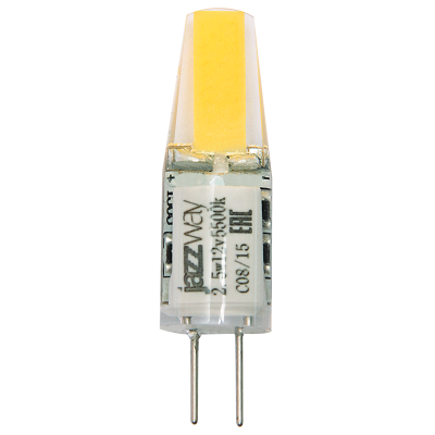 Лампа JAZZWAY PLED-G4 COB 2.5W 5500K 200Lm 12B (силикон 10*39мм, LED driver) (100/1000)