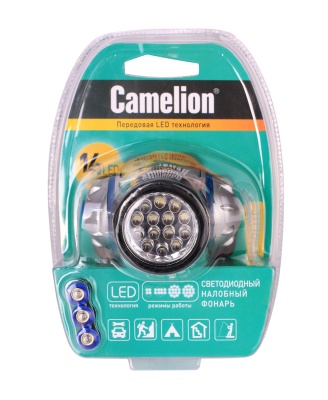 Фонарь CAMELION LED 5312-14F4 налобный, металлик, 14LED, 4 режима, 3хAAA в комплекте (1/6)