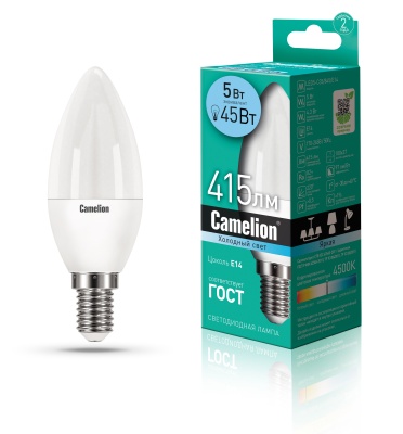 Лампа CAMELION LED5-С35/845/E14 220V 5W (1/10/100)